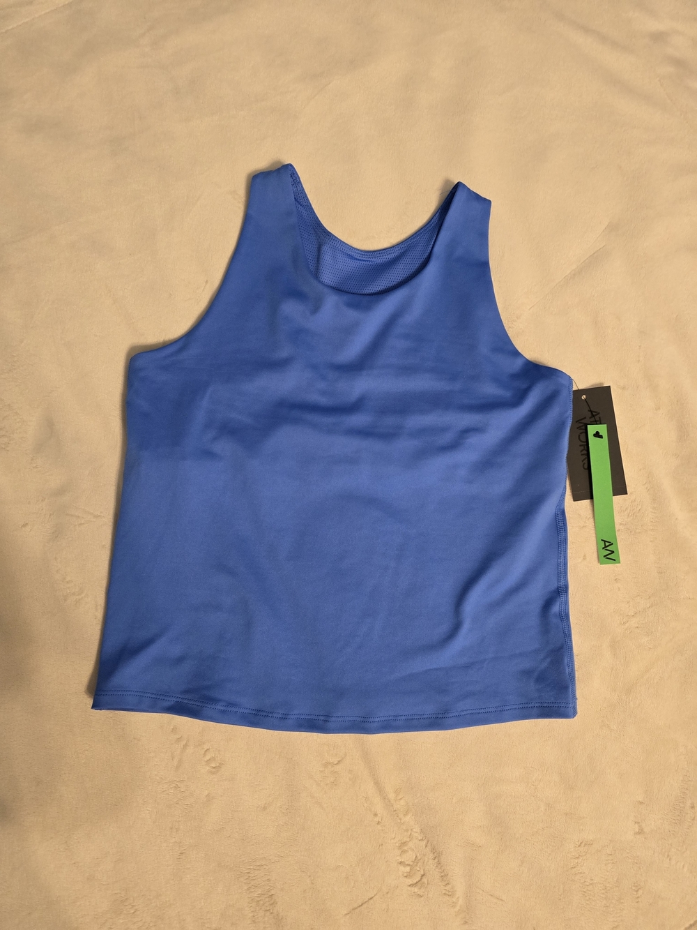 Athletic Works Blue Mesh Performance Tank with White Trim